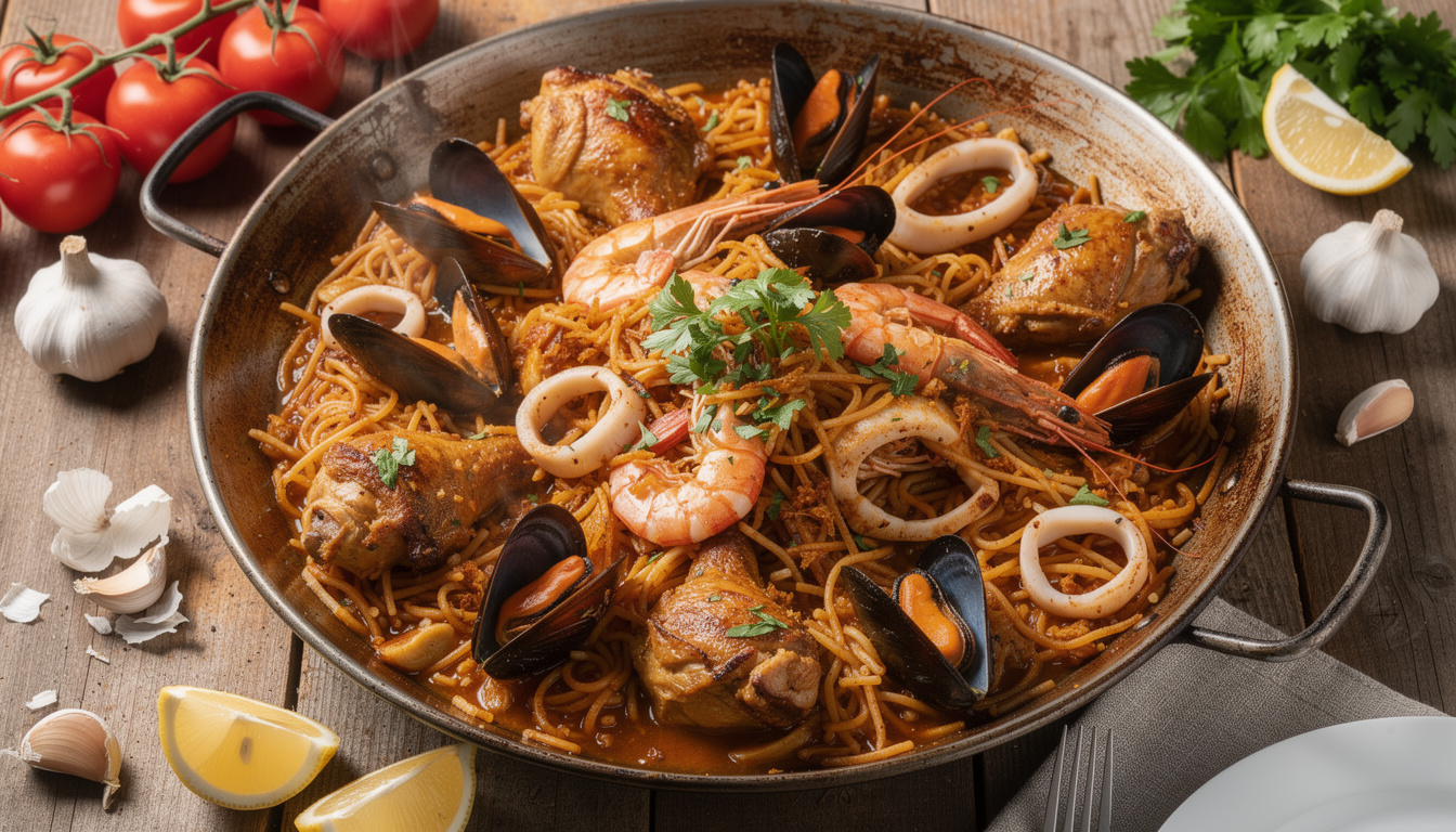Recette fideua au poulet et fruits de mer : comment réussir ce plat savoureux découvrez comment réussir une fideuà au poulet et fruits de mer avec notre recette savoureuse, pleine de saveurs méditerranéennes. un plat facile à préparer et parfait pour vos repas conviviaux.