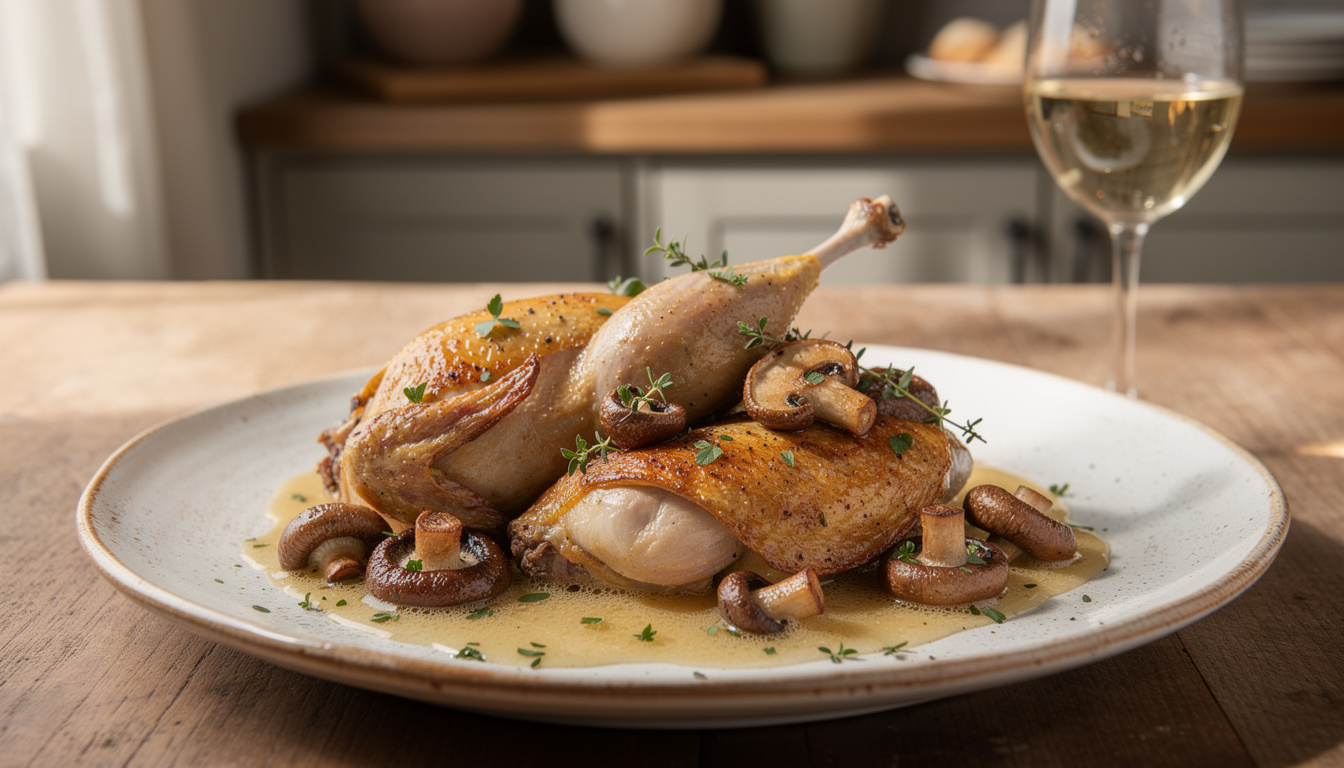 Pintade au vin blanc et champignons : une recette savoureuse et facile à réaliser découvrez une recette savoureuse et facile de pintade au vin blanc et champignons, parfaite pour un repas gourmand et raffiné.