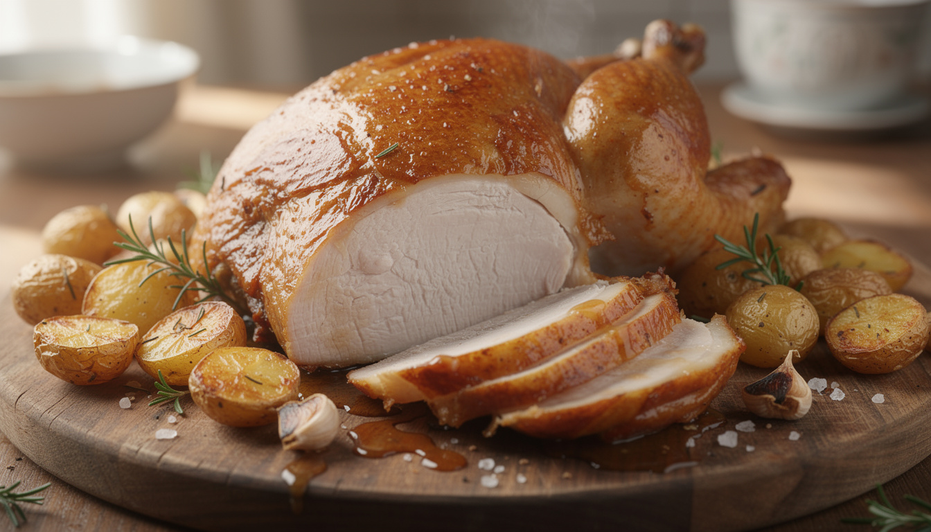 découvrez notre recette facile et savoureuse de rôti de dinde au four accompagné de pommes de terre fondantes, idéale pour un repas convivial et gourmand.